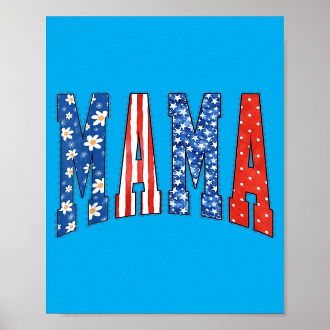 Mamma Mini Söt 4:e Juli Mamma Barn Amerikan Poster (Framsidan)