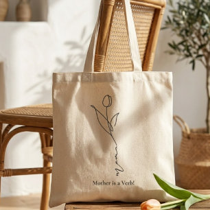 Mamma Minimal Chic Script och blommig handväskor Tygkasse