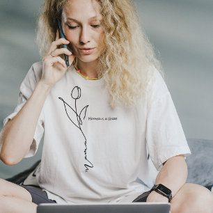 Mamma Minimal Chic Script och blus med blommor T Shirt