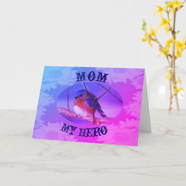 Mamma Mitt Hero Bluebird Mors dag-kort Kort (Gul blomma)