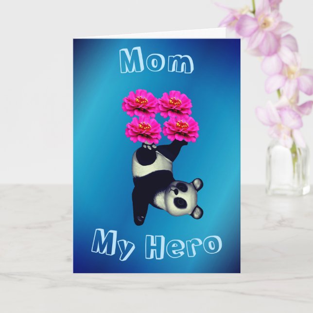 Mamma Mitt Hero Juggling Panda Mors dag-kort Kort (Orkide)