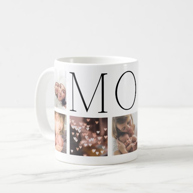 MAMMA modern elegant text Multi 7 Photo Kaffemugg (Framsida vänster)