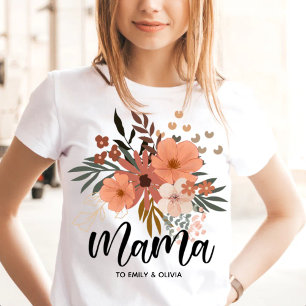 Mamma Modern Mamma Kids Namn blommigt retro T Shirt