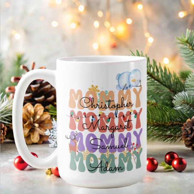 Mamma Modern Mamma Kids Namn helgdagar Kaffemugg (Skapare uppladdad)