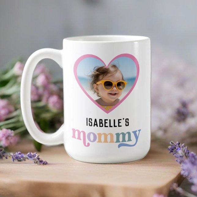 Mamma Modern Mamma Kids Namn Mors dag Gift Photo Kaffemugg (Mommy Modern Mom Kids Name Mother's Day Gift Photo Coffee Mug)