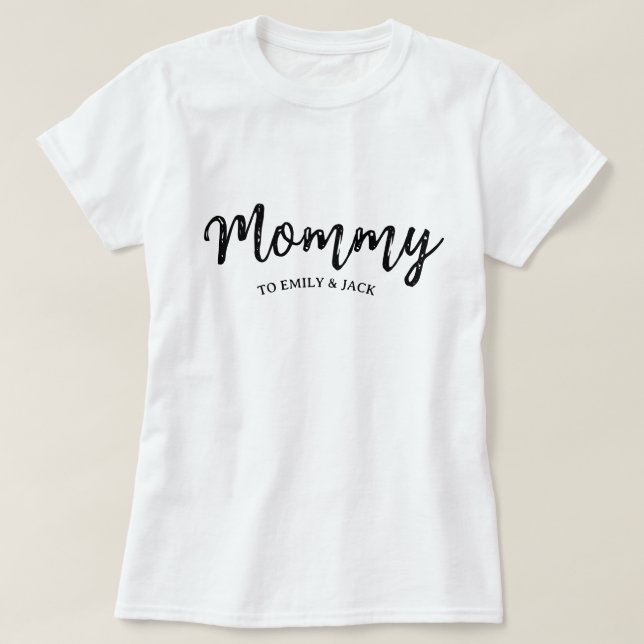 Mamma | Modern Mamma Kids Namn Mors dag T-Shirt (Design framsida)