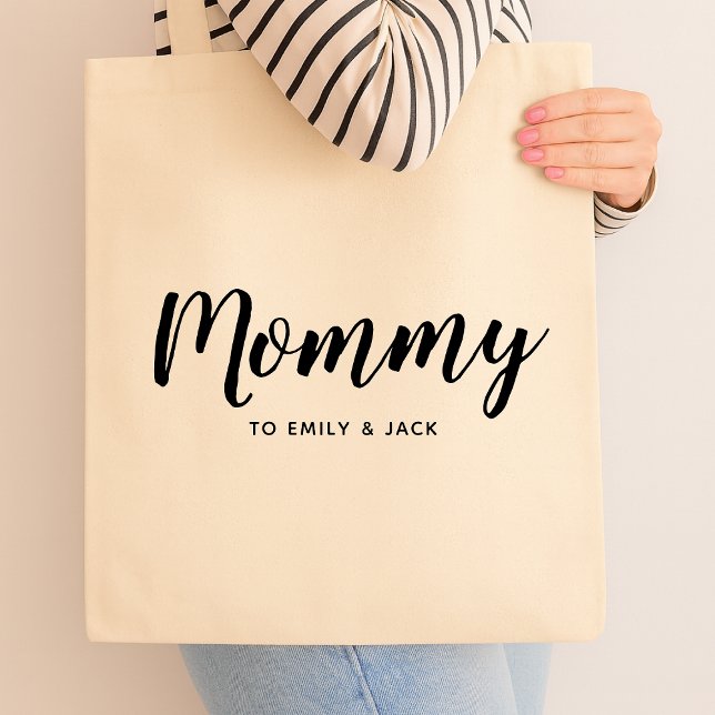 Mamma | Modern Mamma Kids Namn Mors dag Tygkasse (Skapare uppladdad)