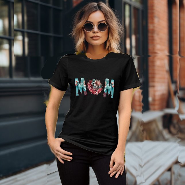 Mamma Modern Solros Blommigt Bold Mors dag Cute T Shirt (Mom Modern Sunflower Floral Bold Mother's Day Cute Tri-Blend Shirt)
