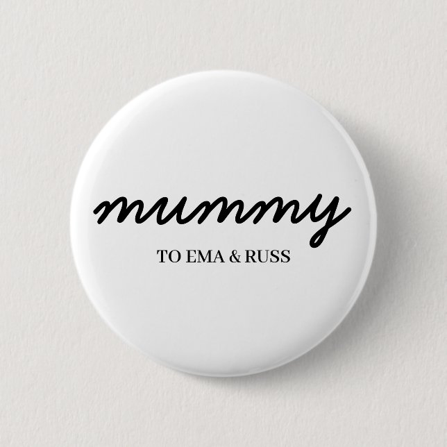 Mamma | Moderna anpassade barnnamn Kärleksfull mam Knapp (Framsida)