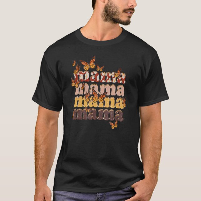 Mamma Mom Fjäril Boho Mamma Leopard Ko Tryck Moth T Shirt (Framsida)