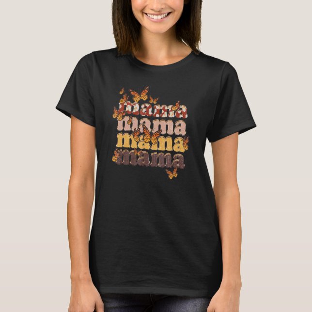 Mamma Mom Fjäril Boho Mamma Leopard Ko Tryck Moth T Shirt (Framsida)