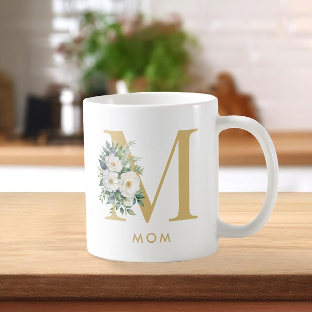Mamma Monogram Brev Blommigt Kaffemugg (Skapare uppladdad)
