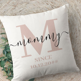 Mamma Monogram Elegant Script Subtle Rosa Kudde