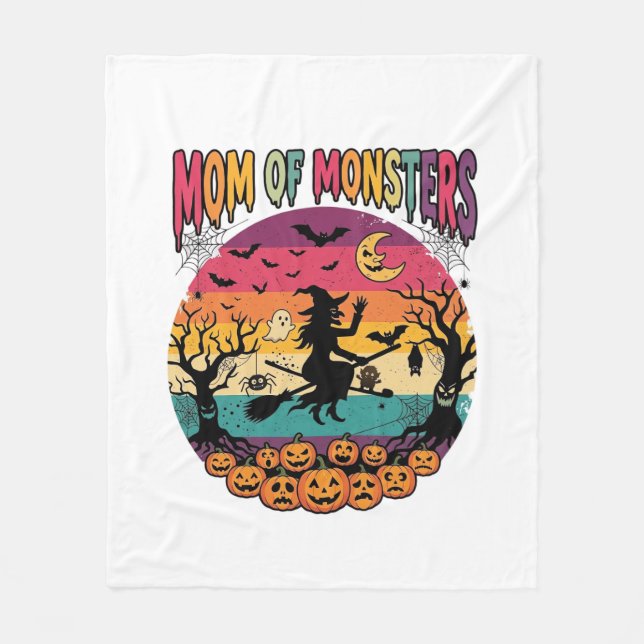 Mamma monster Halloween häxa pumpor fladdermöss_1 Fleecefilt (Framsidan)