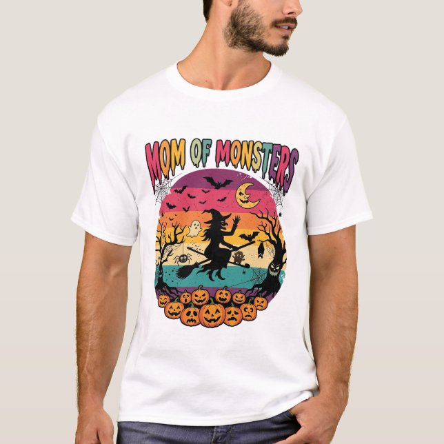 Mamma monster Halloween häxa pumpor fladdermöss_1 T Shirt (Framsida)