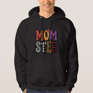 Mamma Monster Vintage Mamma Leopard Rutig Typograf Hoodie