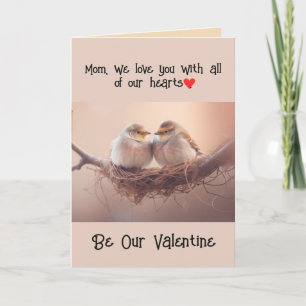 Mamma Mor Alla hjärtans dag Lovebird Bird Art Helgkort