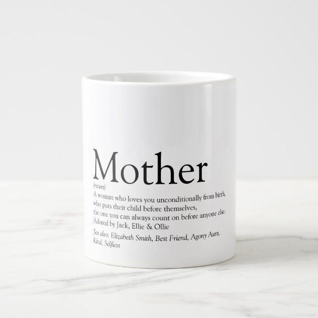 Mamma Mor Definition Citat Roligt Svart Och Vitt Jumbo Mugg (Framsidan)