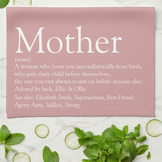 Mamma Mor Definition Dammig Rosa Kökshandduk (Vikta)