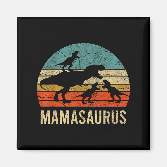 Mamma mor dinosaur rolig 3 tre barn magnet (Framsidan)