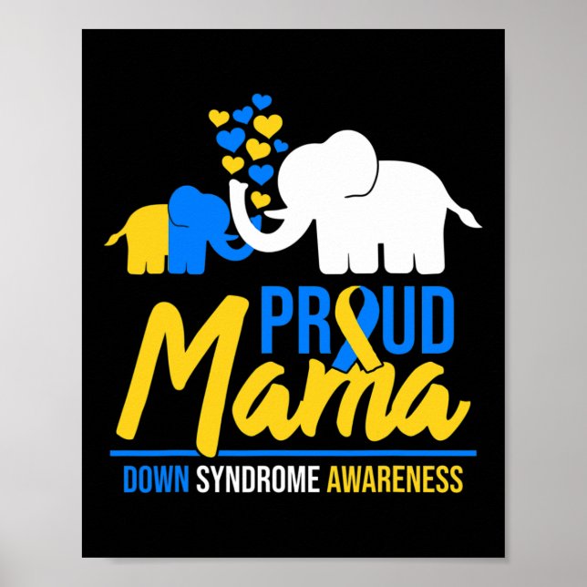 Mamma Mor Downs syndrom medvetenhet dag Söt elefan Poster (Framsidan)