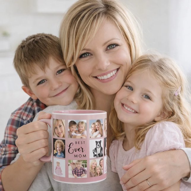Mamma mor fotokollage dammig rosaröd rosa mugg (Skapare uppladdad)