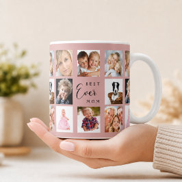 Mamma mor fotokollage dammig rosarosa kaffemugg
