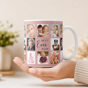 Mamma mor fotokollage dammig rosarosa kaffemugg