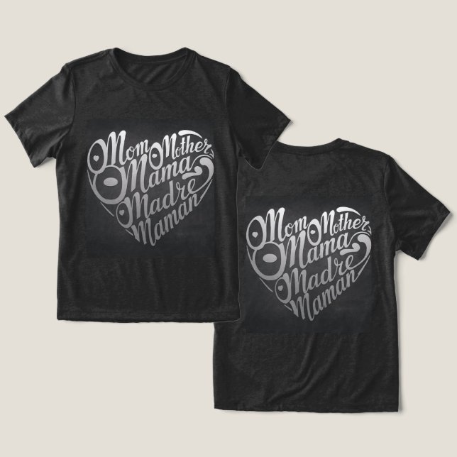 Mamma Mor Mamma Charcol Black T Shirt (Design fram och bak)