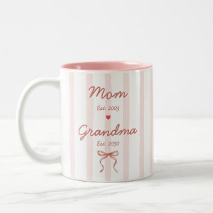 Mamma & Mormor Anpassade datum Rosa ränder Coquett Två-Tonad Mugg
