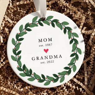 Mamma Mormor Year Est. Keramisk prydnadsföremål Julgransprydnad Keramik