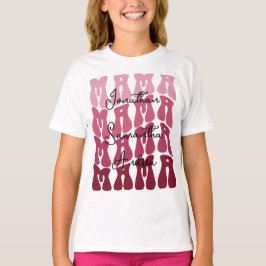 Mamma Mors dag Anpassade Barn Namn Groovy Retro T Shirt