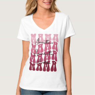 Mamma Mors dag Anpassade Barns Namn Groovy Retro T Shirt