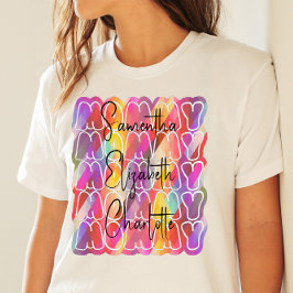 Mamma Mors dag Anpassningsbar Kids Namn Färgfläcki T Shirt