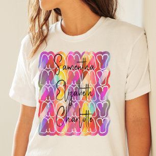 Mamma Mors dag Anpassningsbar Kids Namn Färgfläcki T Shirt