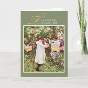 Mamma, Mors dag, flickor i Blomsterträdgård, Vinta Kort