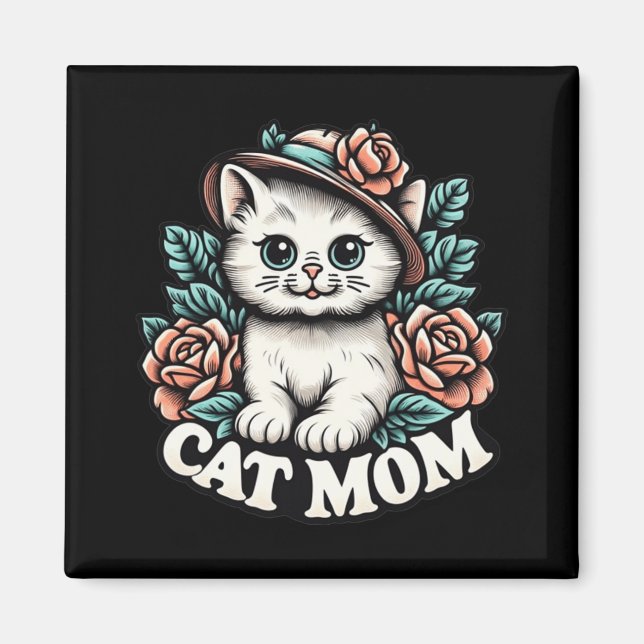 Mamma Mors dag för Cat Lovers Family Matchi Magnet (Framsidan)