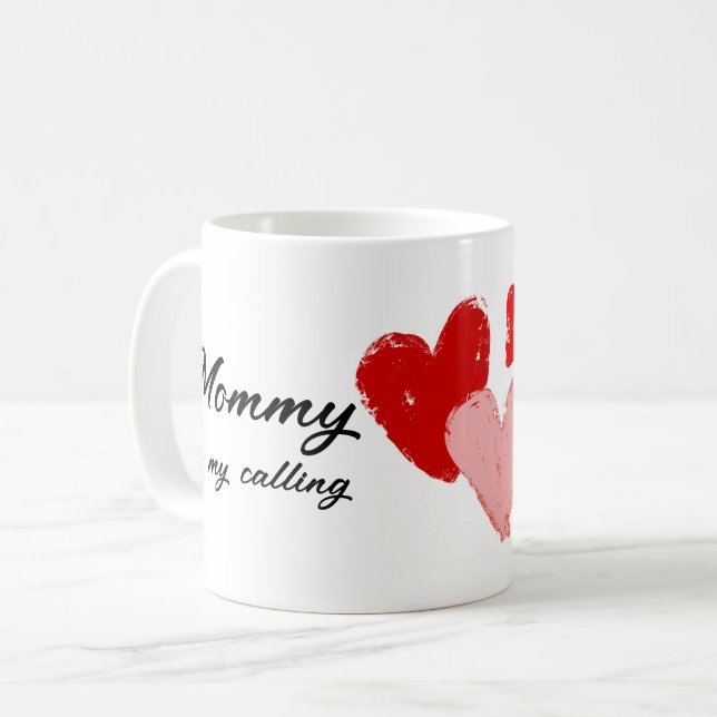 Mamma Mors dag Funny Quote Red Rosa Hearts Kaffemugg (Framsida vänster)