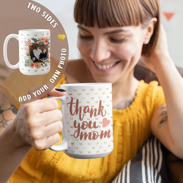 MAMMA Mors dag Gift Blommigt Photo Personlig Kaffemugg (Skapare uppladdad)