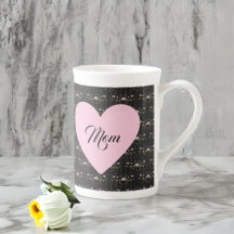 Mamma Mors dag Heart på Vintage Black Blommigt