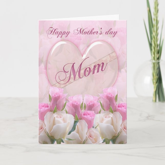 Mamma Mors dag-kort med Rosa ros Kort (Framsida)