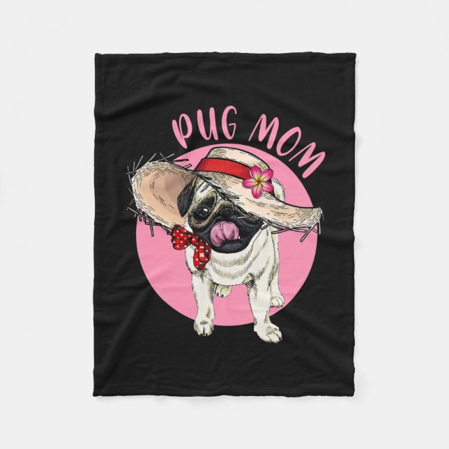Mamma Mors dag Mama Mamma Mor Pug  Fleecefilt (Framsidan)