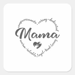 Mamma, mors dag, Mamma hjärta Fyrkantigt Klistermärke