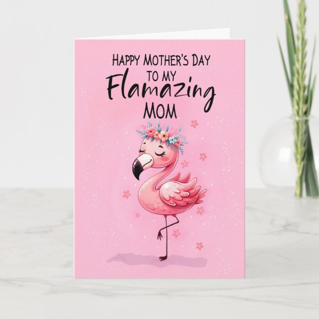 Mamma Mors dag med Flamingo Fabulous och Roligt Kort (Framsida)