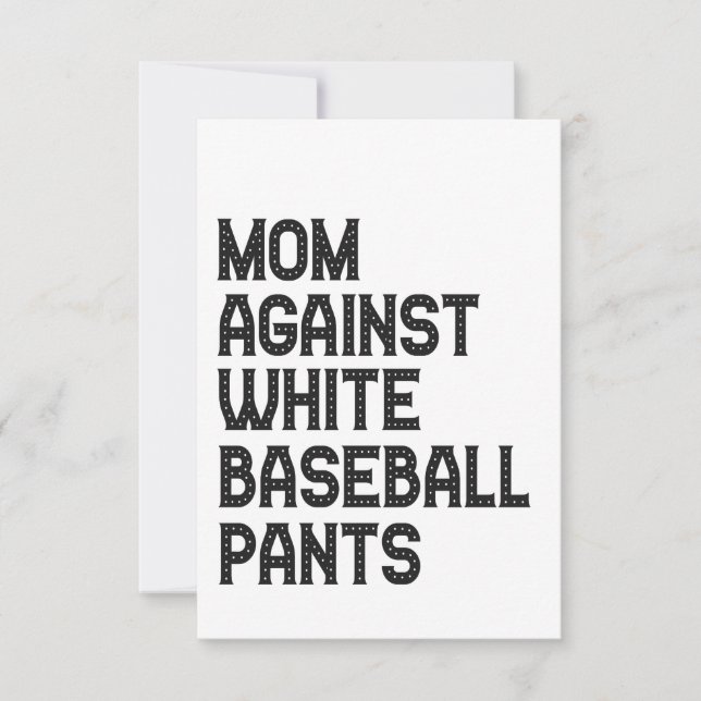 Mamma mot White Baseball Byxor Funny Gift Tack Kort (Framsida)