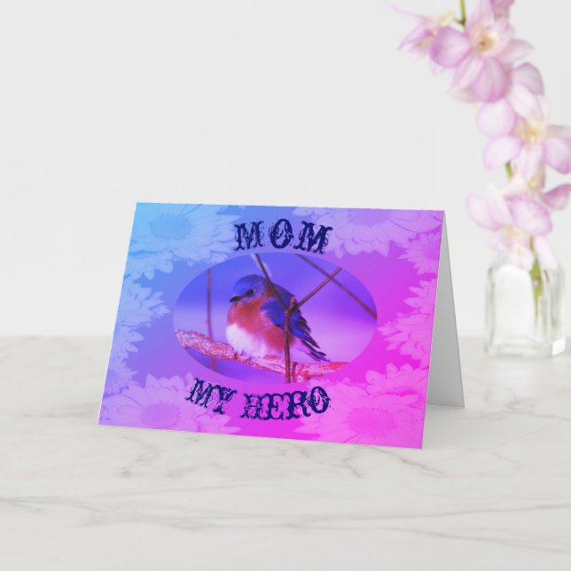 Mamma My Hero Bluebird Birthday Card Kort (Orkide)