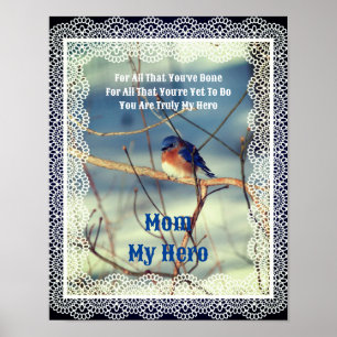 Mamma My Hero Bluebird Nature Personlig Poster