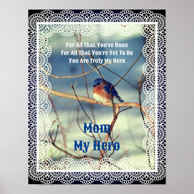 Mamma My Hero Bluebird Nature Personlig Poster (Framsidan)
