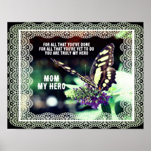 Mamma My Hero Butterfly Nature Personlig Poster