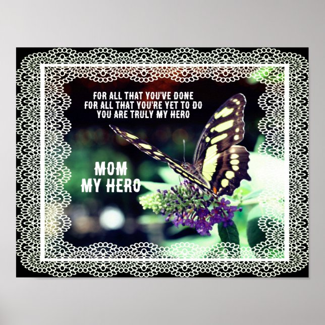 Mamma My Hero Butterfly Nature Personlig Poster (Framsidan)